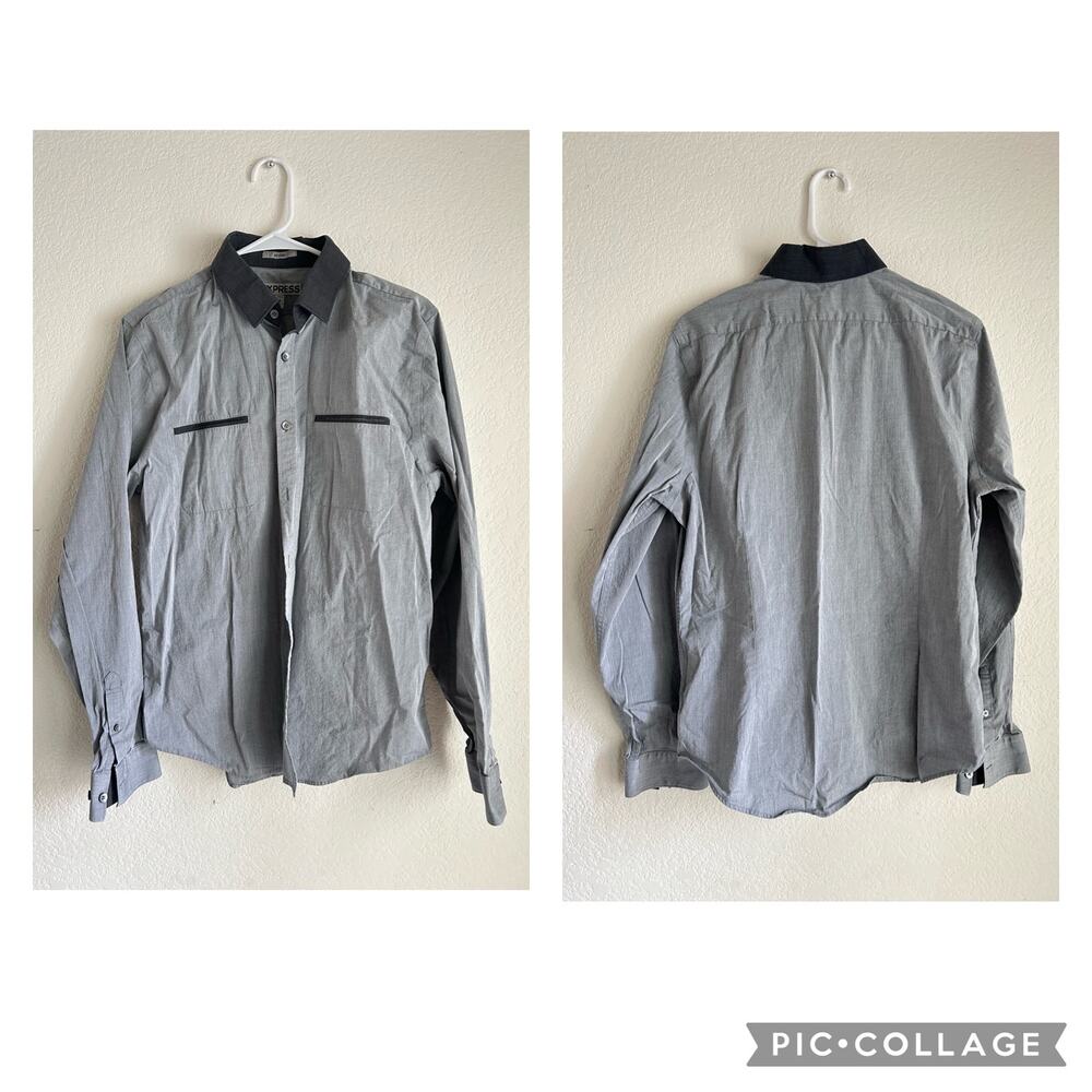 Bundle of 3 Express Fitted Button Up Shirts 1 NWT Size Medium 15 - 15 1/2 - Picture 3 of 10